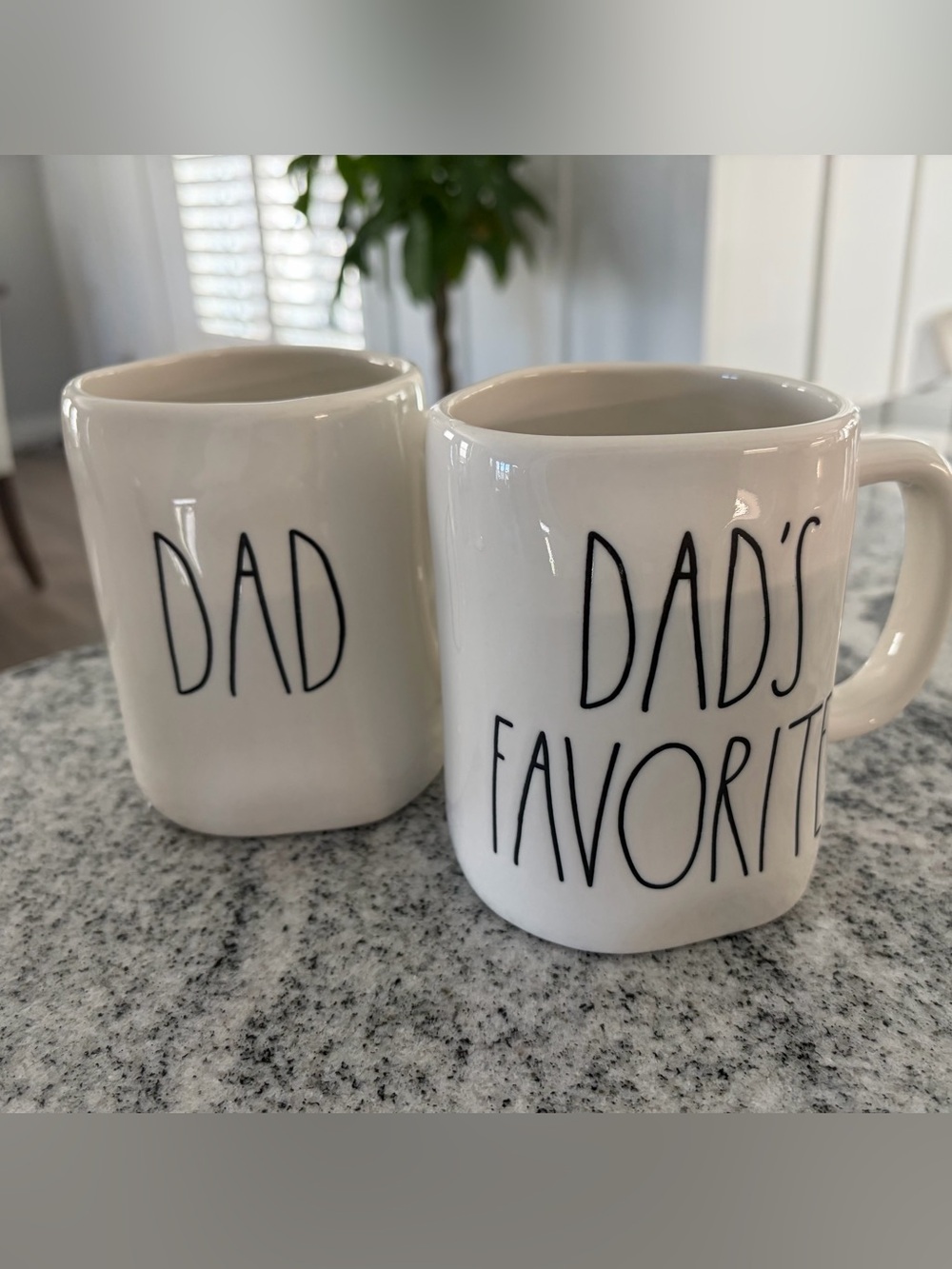 Rae Dunn Dad's Favorite and Dad White Ceramic Coffee Mugs